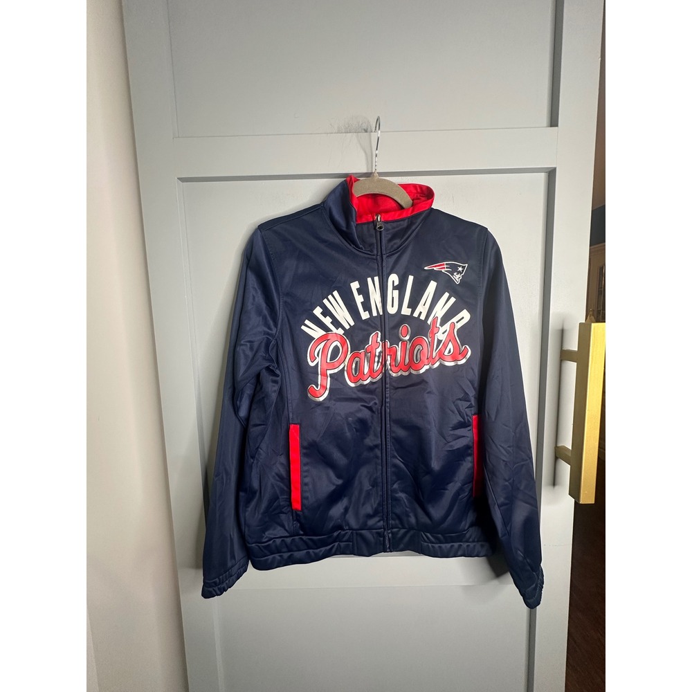 NFL Team Apparel New England Patriots Track Jacket Blue Red Women Large NMQ00602